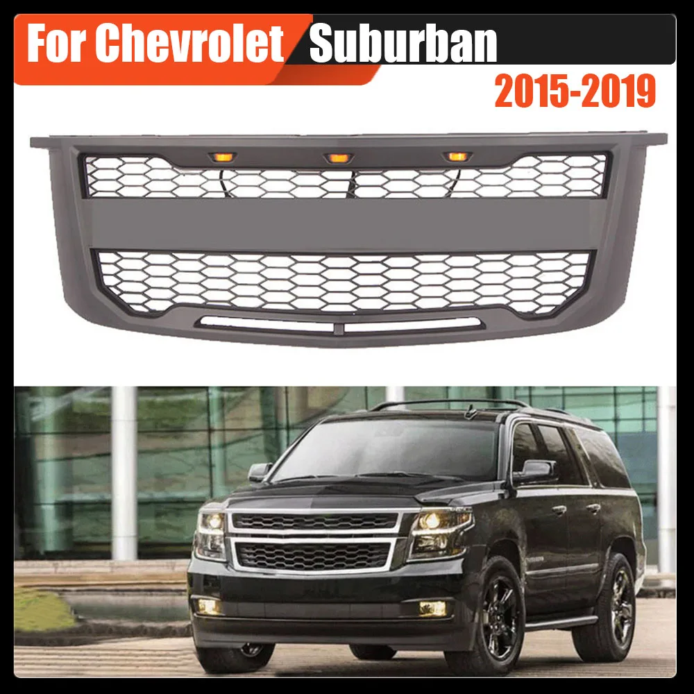 

For Chevrolet Suburban 2015-2019 Dood Mesh Mask Cover Front Radiator Grill Racing Grills ABS High Quality Bumper Grille