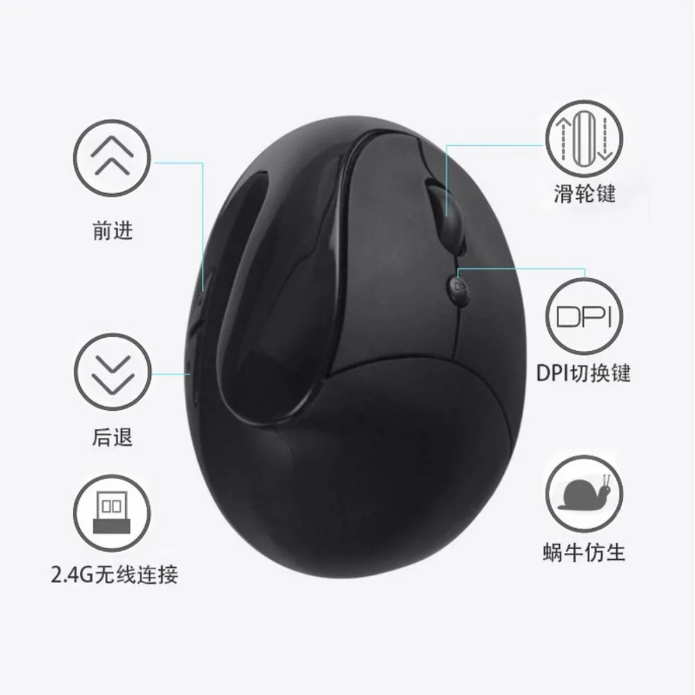 YANFU BNKJ5 Mute Grip Left Hand Mouse Ergonomic Applicable 2.4G Wireless Snail Bionic Relief Joints Office Dry Battery Version