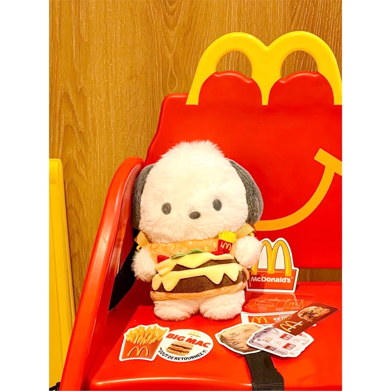 Kawaii Sanrio Pochacco Hamburger Messenger Bag Cute Anime Soft School Backpack Pendant Doll Toy Girl Birthday Gift