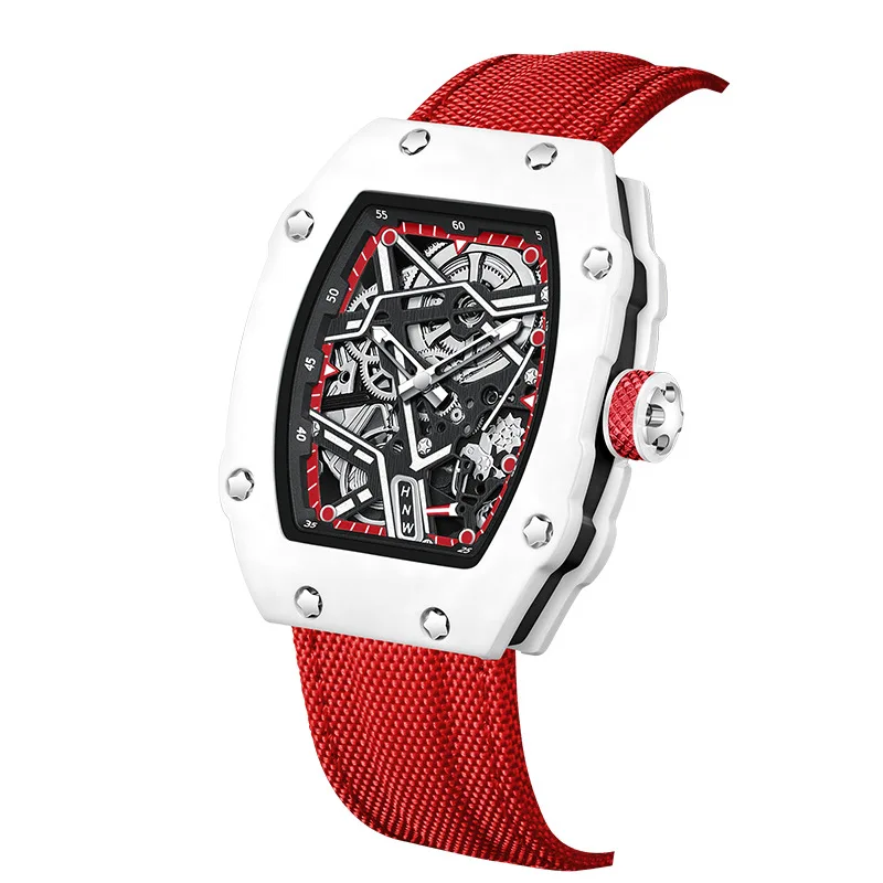 Colorful Nylon Strap Ultra-Thin Barrel-Shaped Tonneau Quartz Watch Men Hot Selling Creative Decorative Cool Watches Clock Reloj