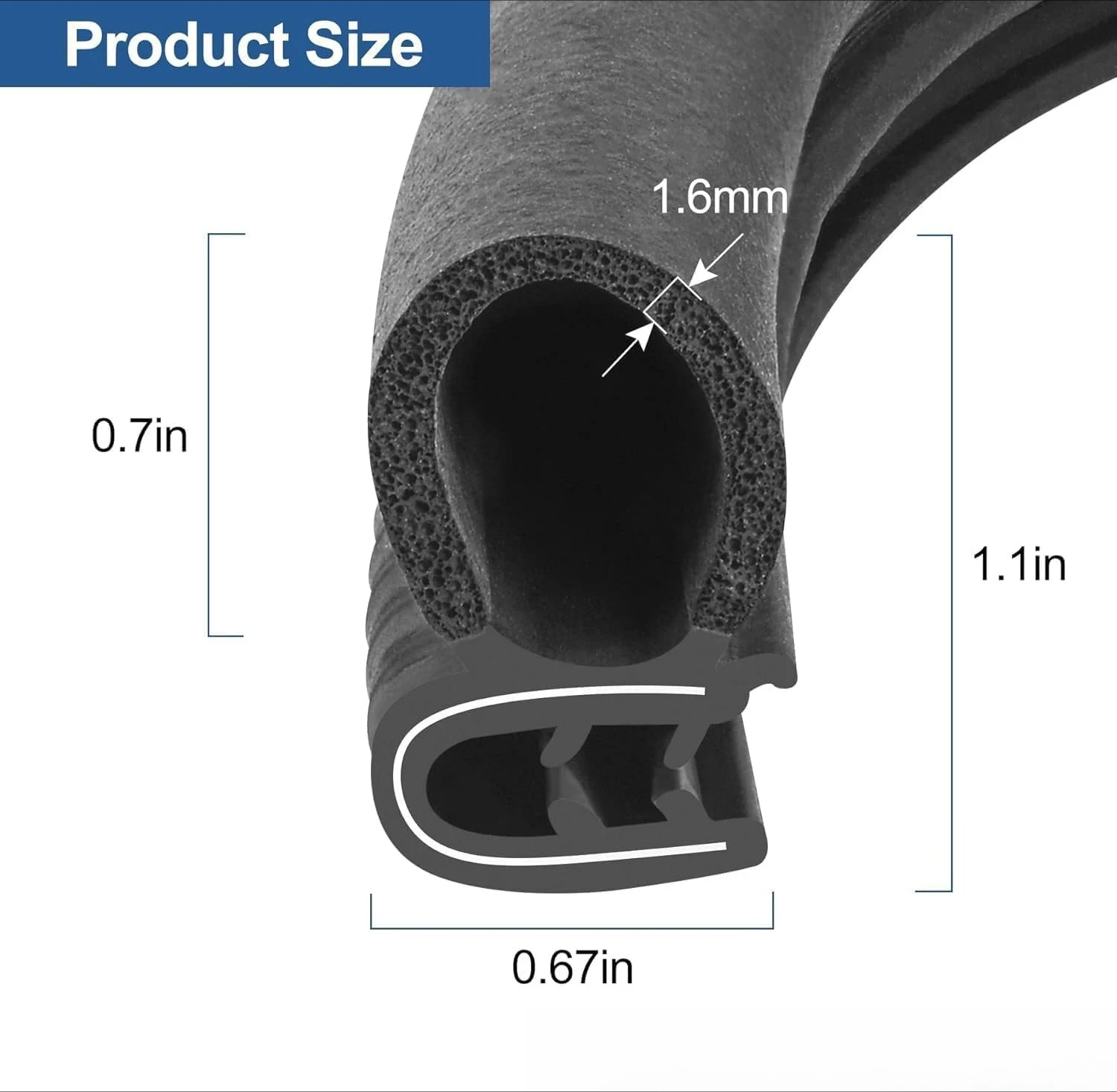 EPDM Door Weather Stripping Rubber Edge Trim Seal Strip Gasket with Side Bulb for Car Bus Camper Boat RV Truck Doors