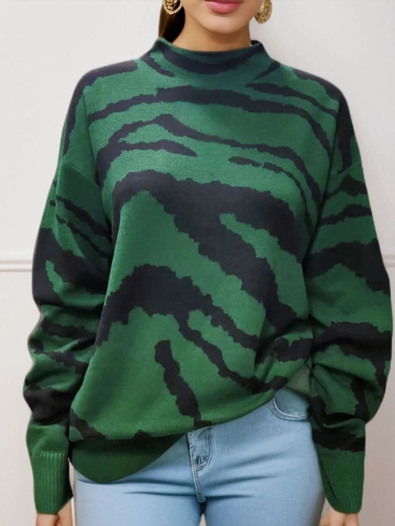 

Women's Autumn Winter Long Sleeve Sweater round Neck Stripes Casual Loose Fit Fashion Daily Basic