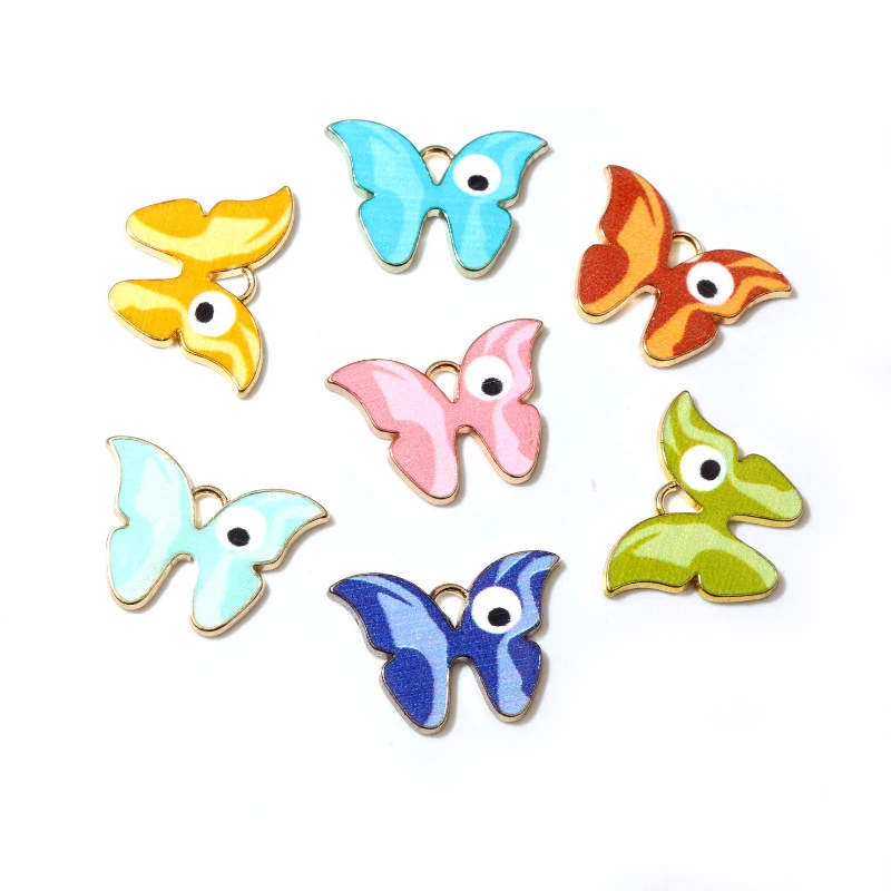 10pcs/lot 22x16mm 7-Colors Butterfly Charms Pendant Enamel Metal Charms Necklace Bracelet DIY Jewelry Making Accessories