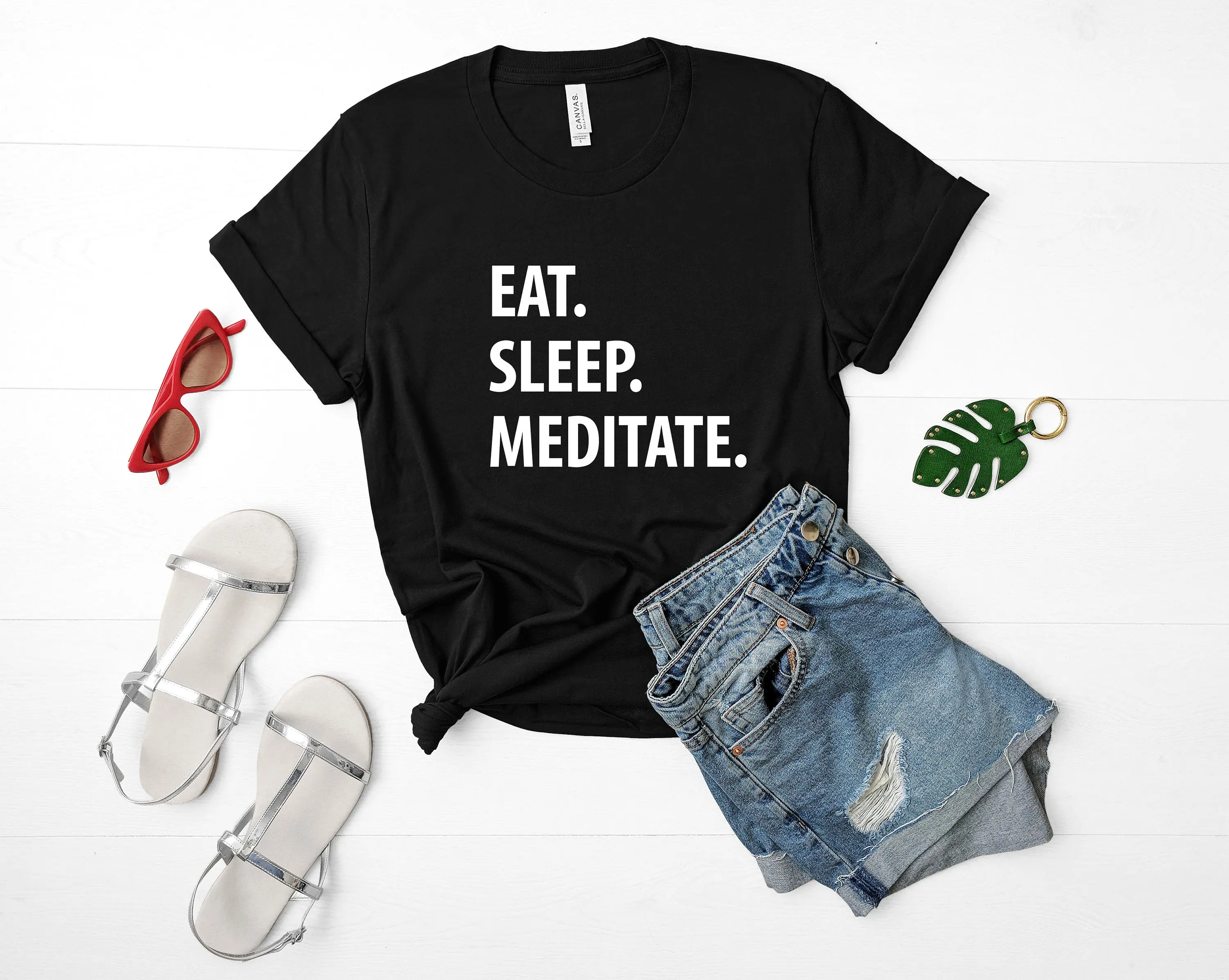 Meditation T Shirt Eat Sleep Meditate S 1237