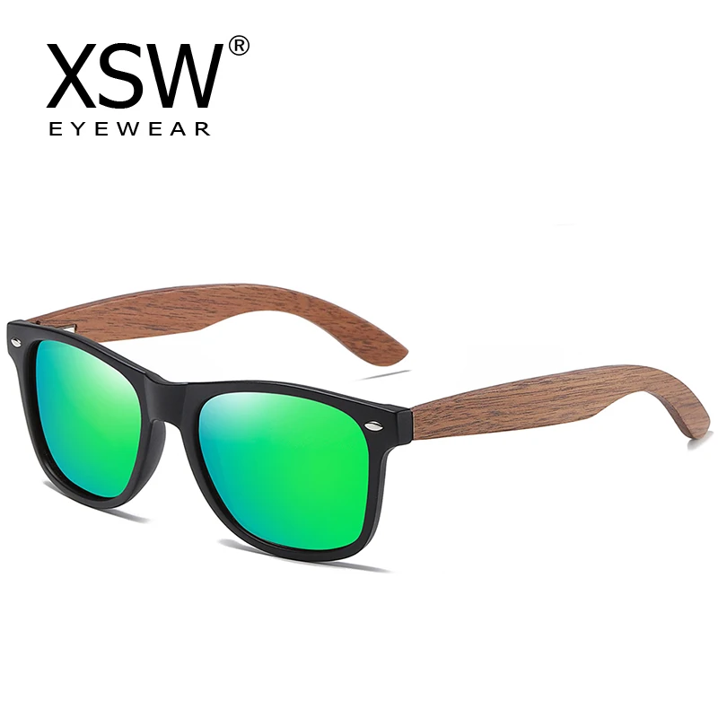 

XSW Brand men's and women's suit retro classic black walnut polarized sunglasses wooden Sports sunglasses Green 7061HG