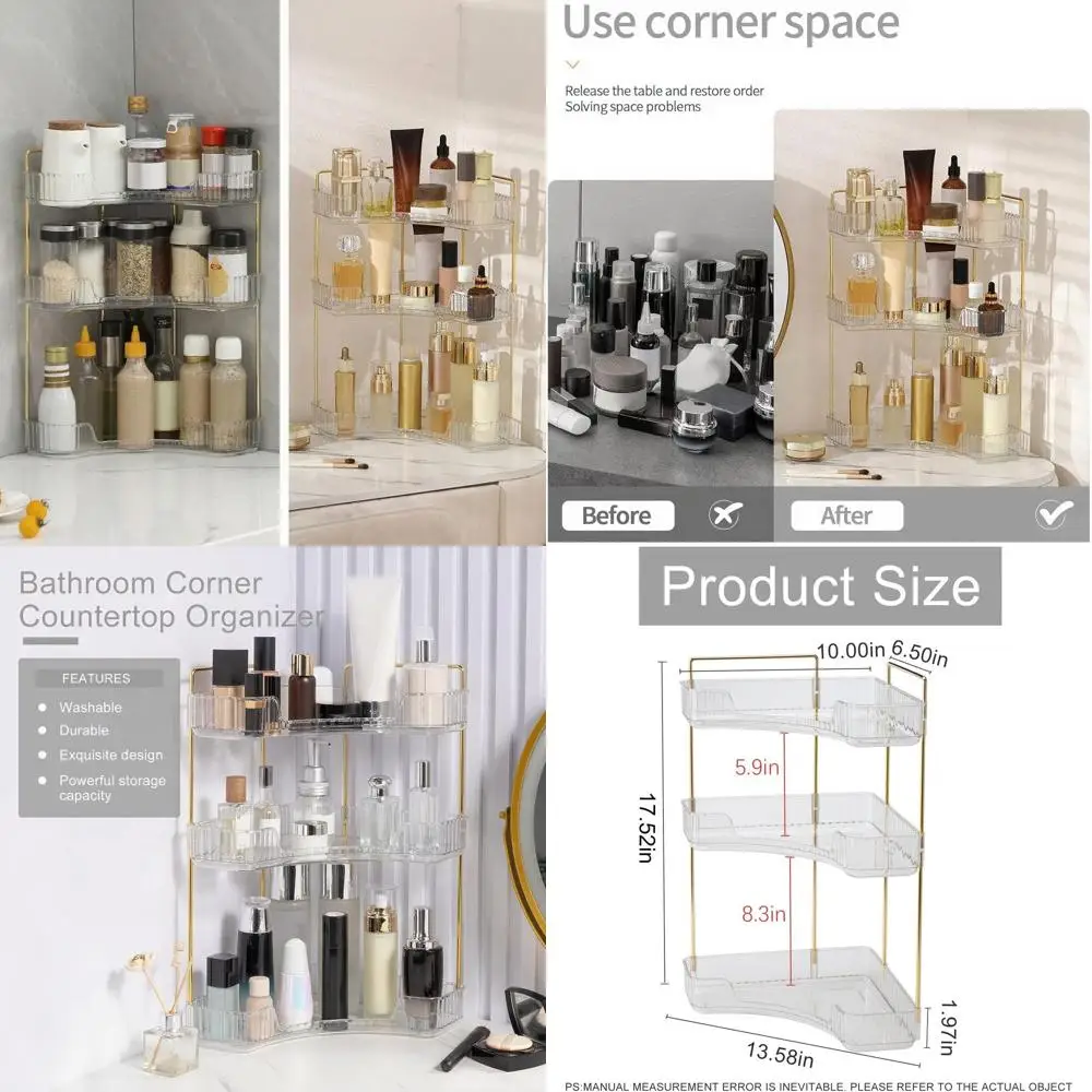 

3-Tier Clear Vanity Organizer for Bathroom Countertop, Makeup & Perfume Storage Rack