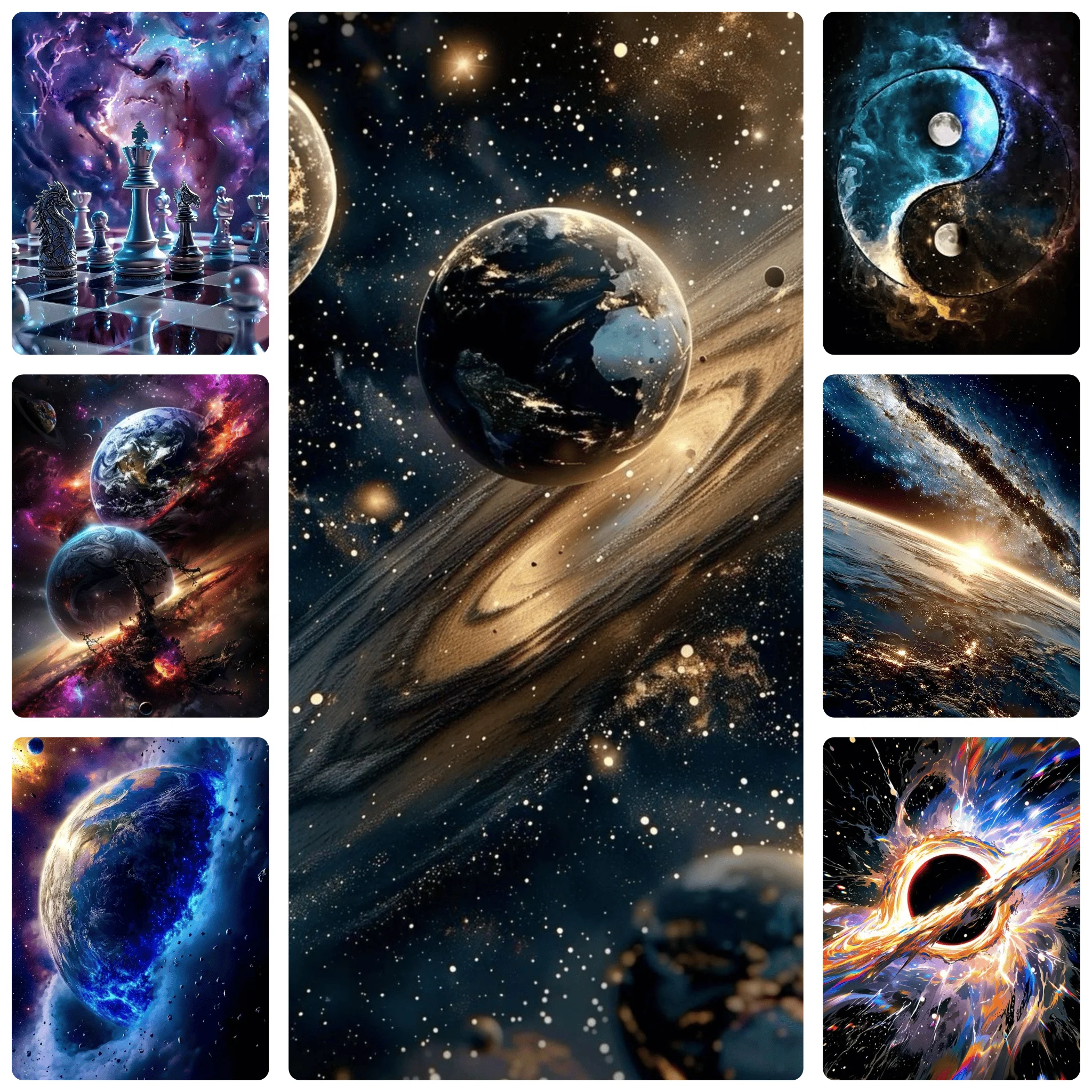 Golden Planets in Cosmic Starry Sky 500PCS Jigsaw Puzzle  Educational Games Colorful Puzzles Gifts Home Decor