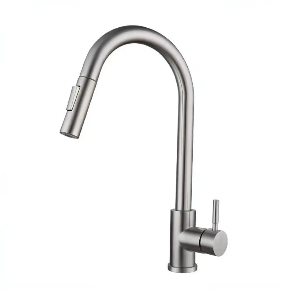 Stainless Steel Kitchen Sink Faucet Pull Out Sprayer Mixer Tap Swivel Spout Cold Hot Water Modern Home Basin Fixtures