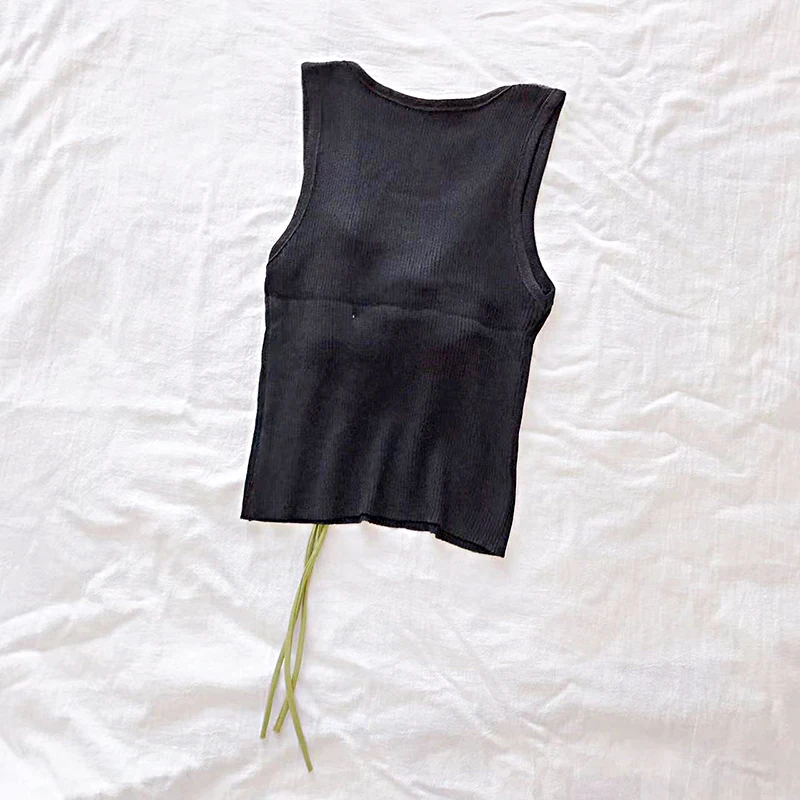 Summer Fashion Chic 3D Flower Knitted Vest Women Round Neck Sleeveless Tank Top Y2k Top Crop Tops Women Clothing