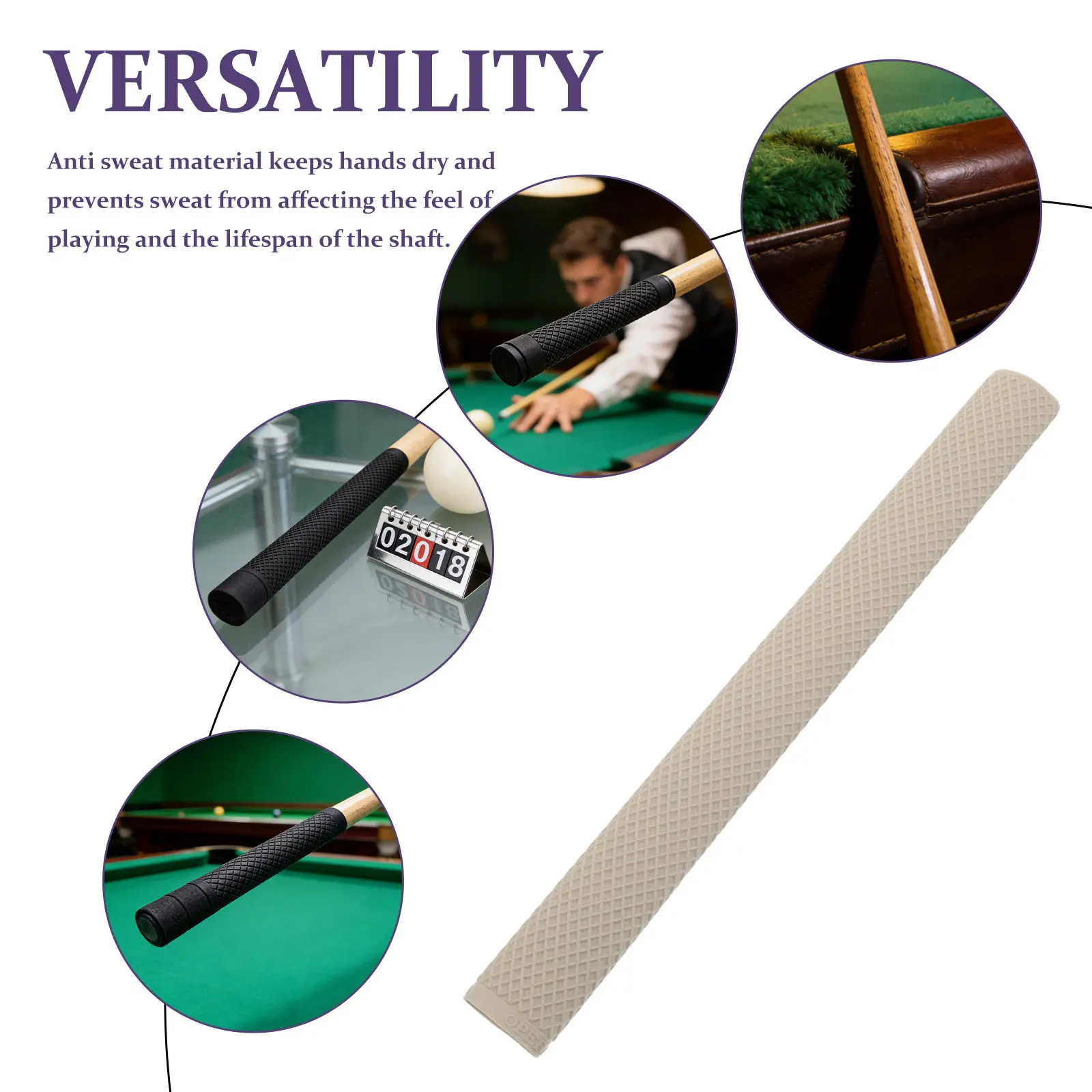 Non-Slip Cue Grip Sleeve Flexible Silicone Tubing Wrap for Pool Snooker Billiard Cues Shock-Absorbing Sweat-Resistant Universal