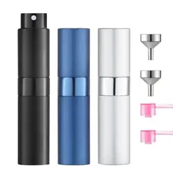 3pcs Portable Pressed Travel Perfume Dispenser Bottle Three Sections Spiral Sample Empty Bottle Aluminum Perfume Spray Bottle