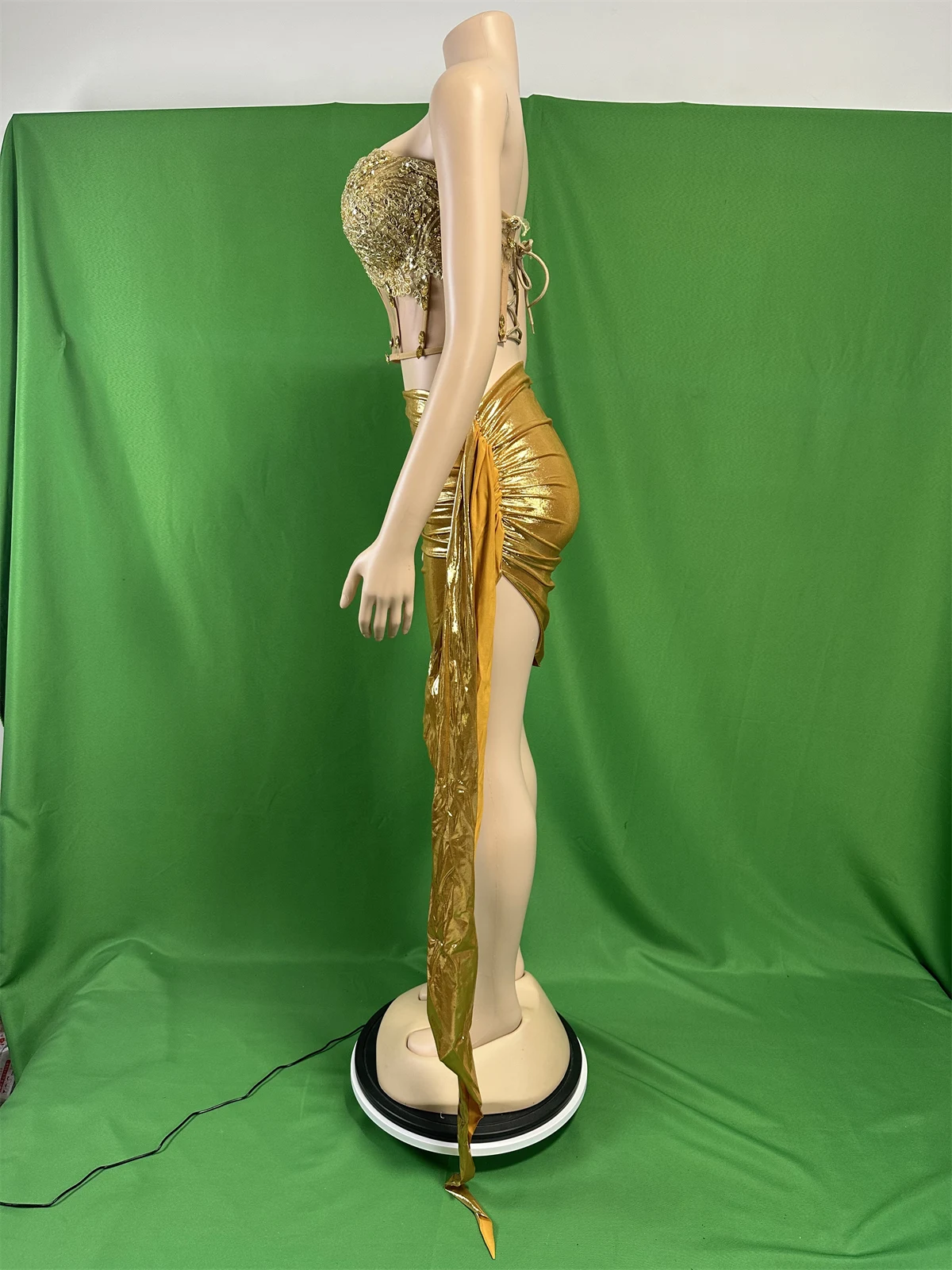 Burlesque Occasions spéciales or femmes 2 pièces ensemble de luxe strass Occasion robes de Cocktail tenue Drag Queen