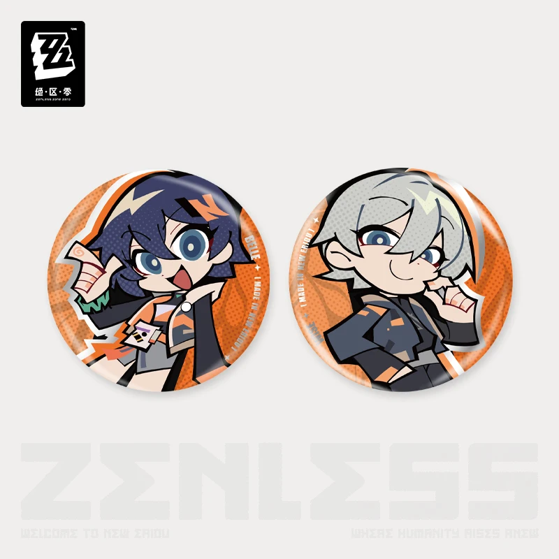 Official Zenless Zone Zero Badges Belle Wise Q Version Tinplate Badge Zhu Yuan Qing Yi Seth Cosplay Prop Fan's Collection Gift