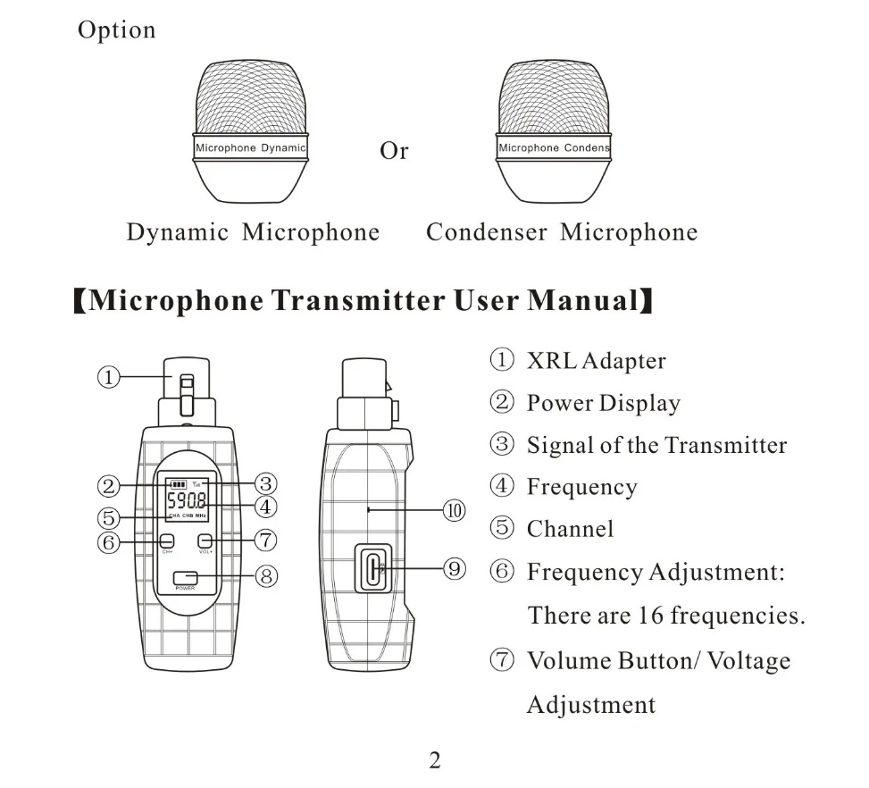 Speciaal bedraad naar draadloze microfoon, microfoon, granaatsysteem, condensator dynamische microfoon, ondersteuning voor 48V-voeding U-95