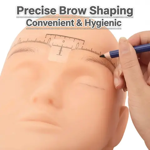 50 Pcs Disposable Eyebrow Ruler Sticker for Eyebrow Microblading Tattoo Ruler Tattoo Shaper Stencil Measure Tool Foldable