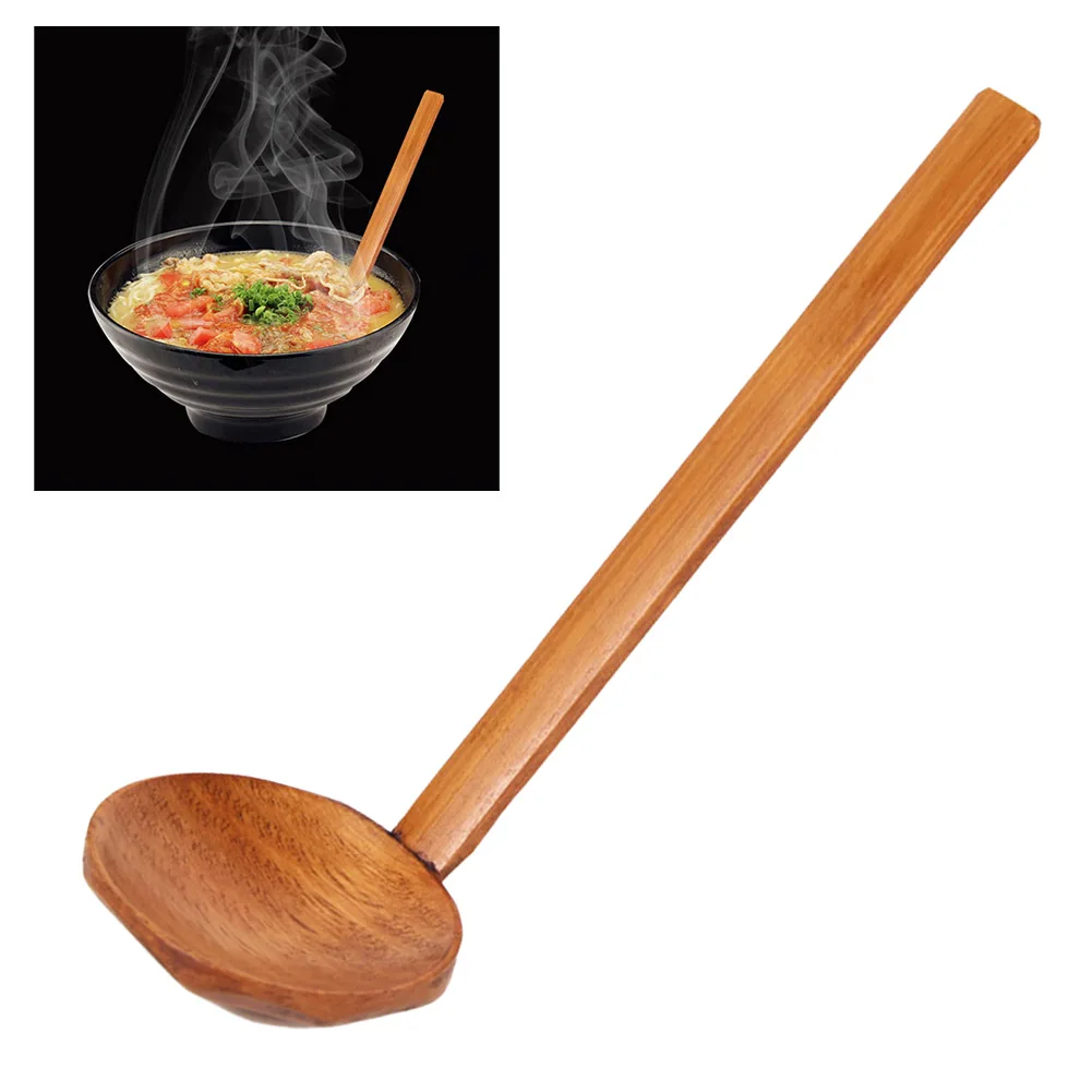 

Long Wood Handle Spoon Kitchen Wooden Natural Wood Spoon Dining Experience Corrosion-resistant Crack-resistant