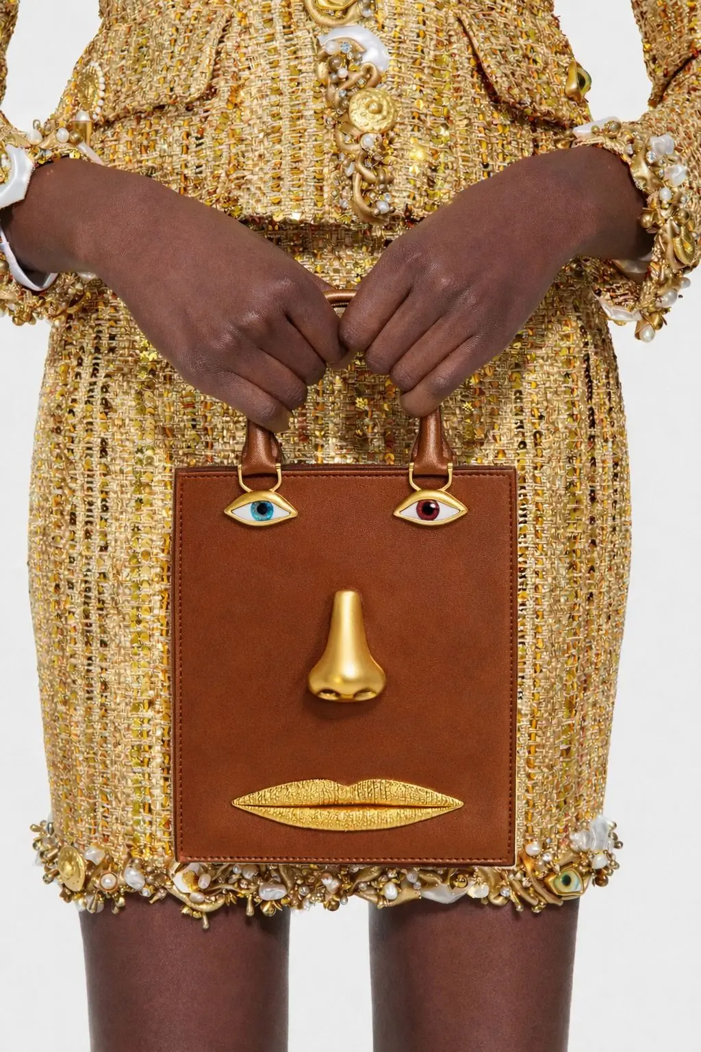 

2026 New Women's Retro 3D Face Handbag Niche Design Adult Girls Square Single Shoulder Bag Ladies PU Crossbody Bag 1296