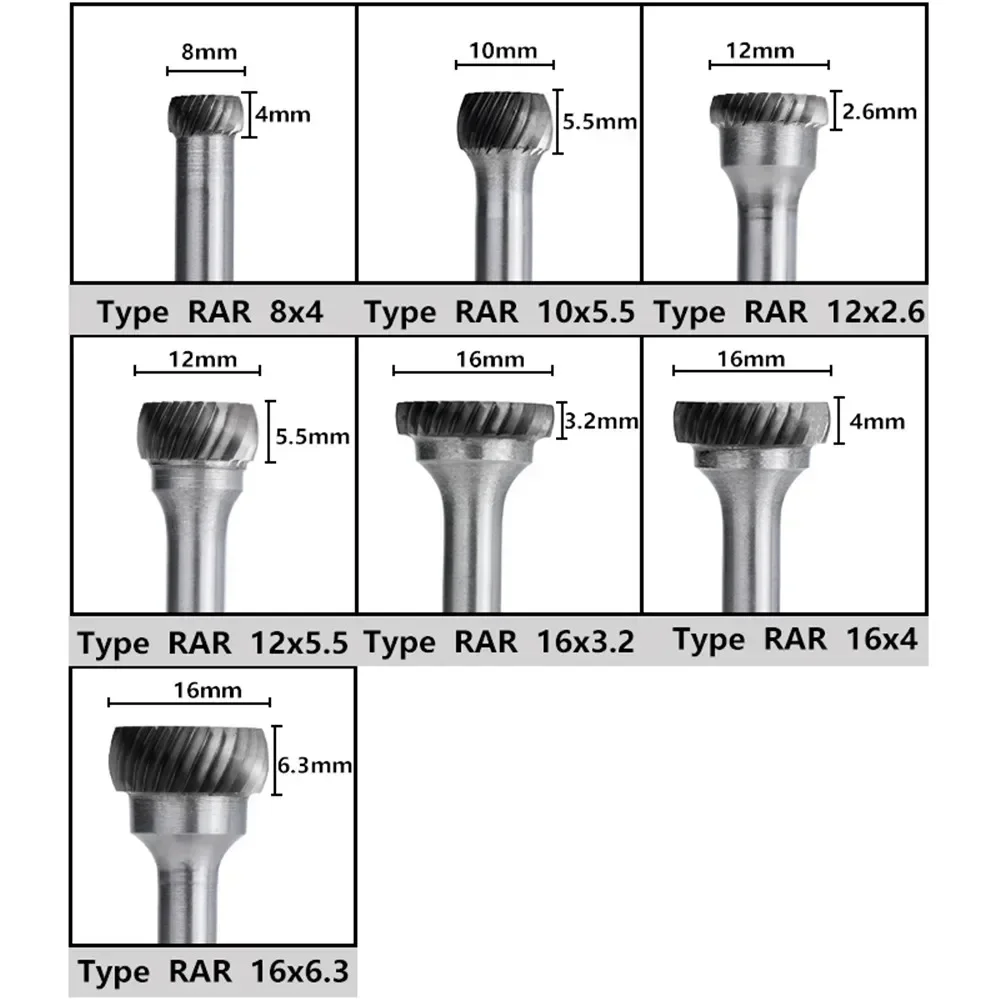 Wolfraamcarbide braam 6 mm schacht Single Cut Rotary File Type Rar voor Metal Carving Bit Cutter