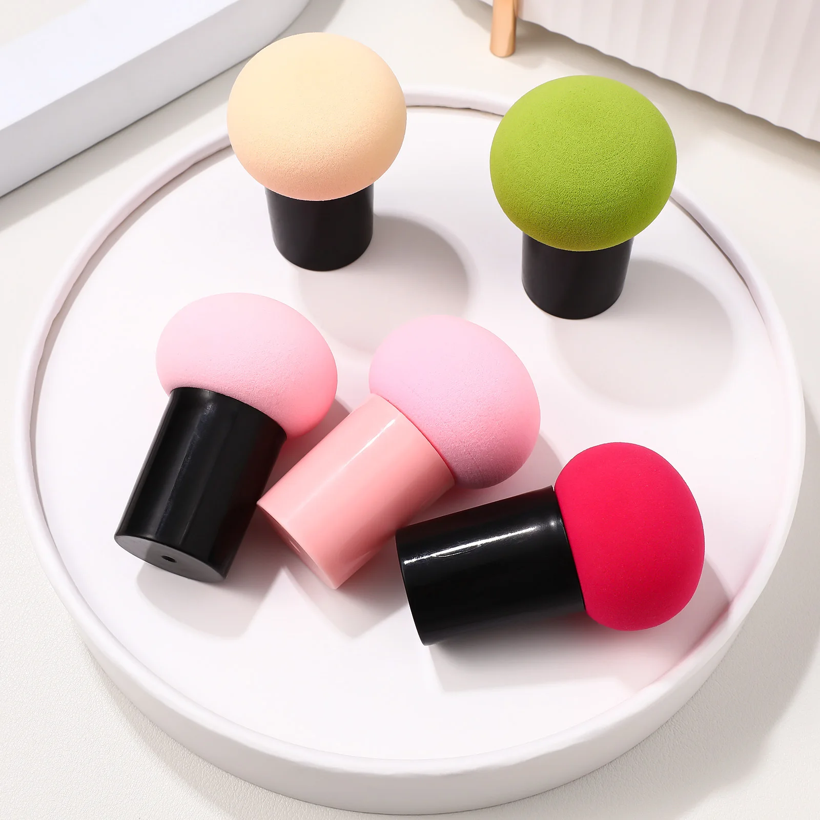 

5pcs Dry Wet Beauty Sponge Mushroom Head Makeup Applicator For Foundation Cream Blush Highlighter Concealer Skin-Friendly Powder