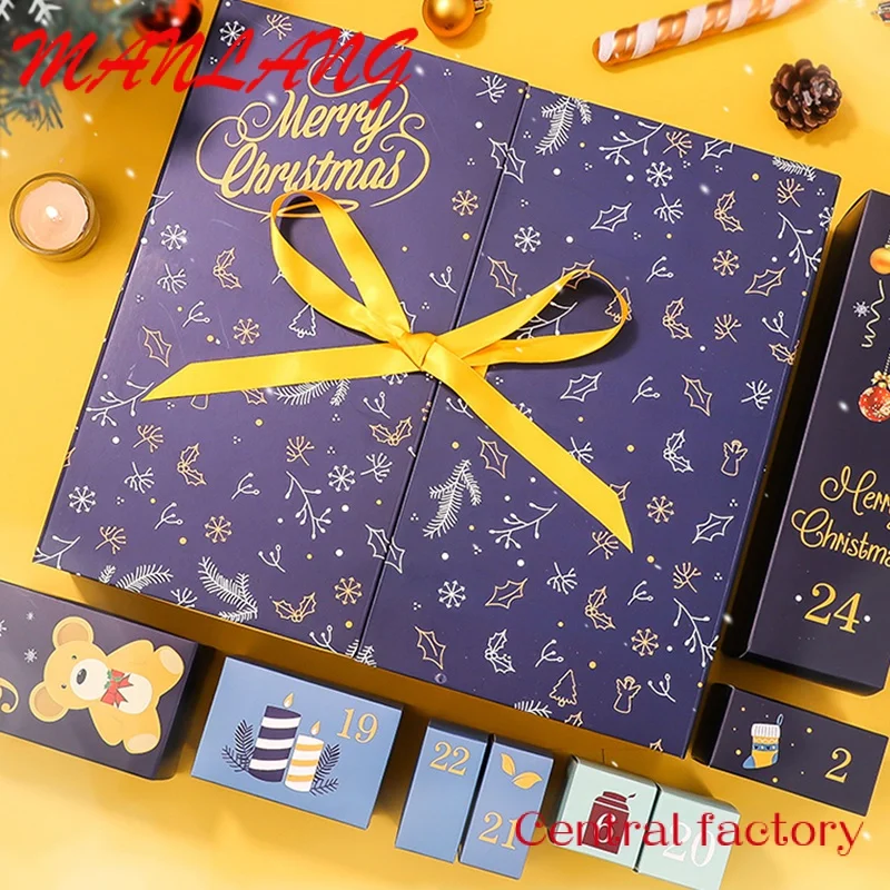 Caja de calendario de adviento de Navidad para niños, cuenta atrás personalizada, embalaje de regalo de actividad, vacío