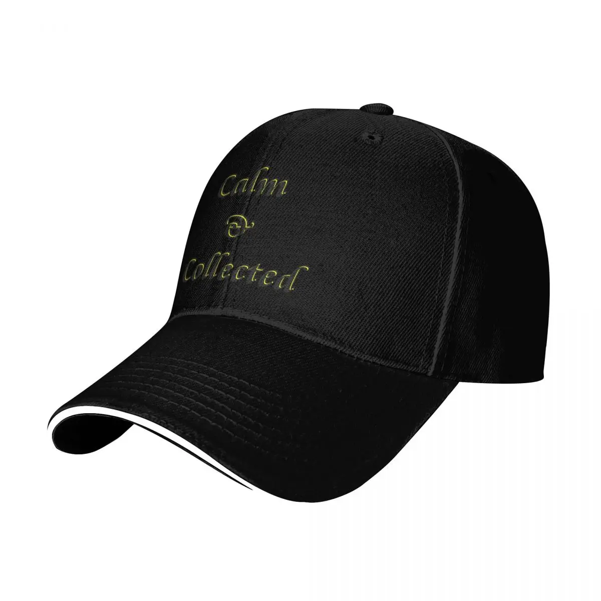 Calm & Collected - Black and Yellow Baseball Cap Low Profile Unstructured Unisex for Men Women Outdoor Golf Running Hiking