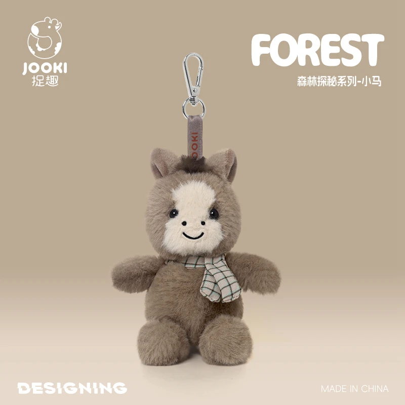 Porte-clés série Exploration forestière, peluche mouton, singe, chien, grenouille, jouet, renard, cheval, poupée, joli Kawaii, doux et mignon