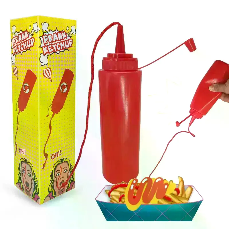 Funny Prank Ketchup Bottles Practical Jokes Tomato Sauce Prank Adult Kids Cool Toys Frightening Items Fake Ketchup Surprise Gift