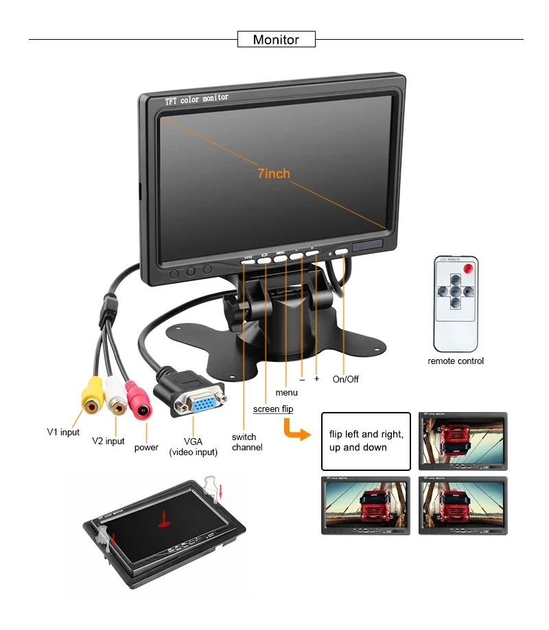 Surveillance Camera System With 8CH 4G WiFi GPS 1080P AHD HDD Mobile DVR 7 Inch VGA 6 Waterproof Cameras