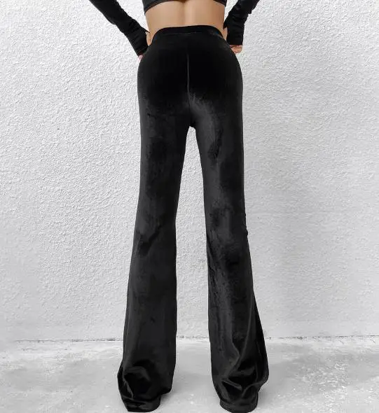 2026 autumn and winter new women's clothing high waisted slim and comfortable micro flared pants velvet casual pants
