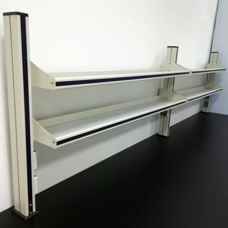 Experimental bench, worktable, edge bench, central bench, aluminum glass reagent rack with socket, including