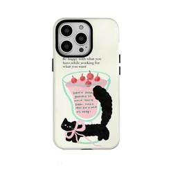 Yellow Dessert Bow Cat Phone Case for IPHONE 16 ProMax 15 14 PLUS 13 12 11 PRO Plus Acrylic TPU Two in One Mobile Phone Cases