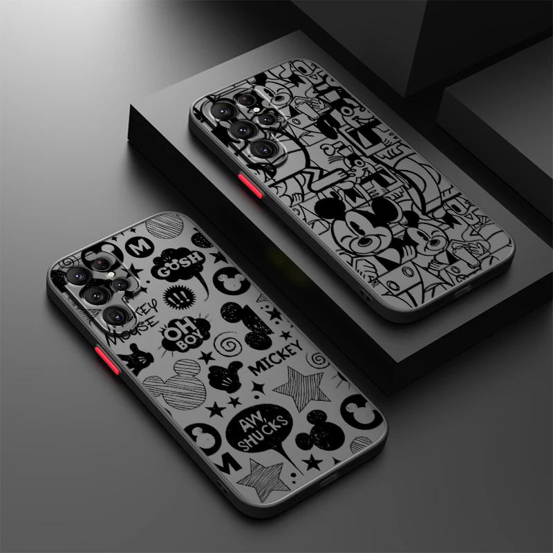 Disney Mickey Minnie Mouse For Samsung S24 S23 S22 S21 S20 S10 FE Note 20 10 Ultra Lite Plus Frosted Translucent Phone Case