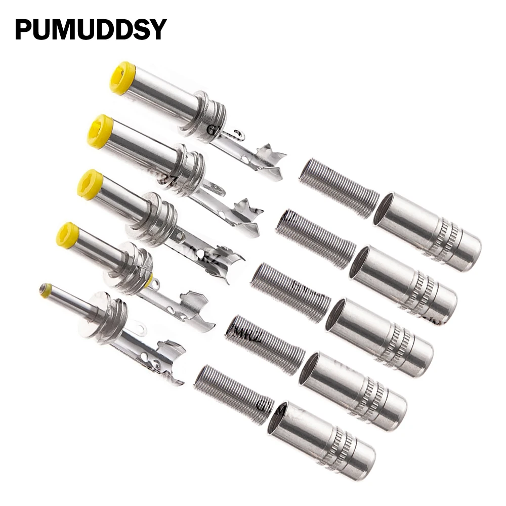 5PCS 5.5X2.5MM 5.5*2.1mm 4.8*1.7mm 4.0*1.7 2.5*0.7mm DC Power Jack Male Plug Metal Connector Adapter With Yellow Head  2.5*0.7mm