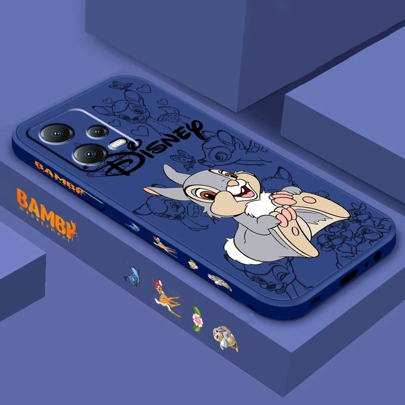 Disney Bambi Luxury Cartoon Liquid Left Rope For Xiaomi Redmi Note 12 12S 12R 11 11T 11S 10 10S 9 8 8T Pro Plus 5G Funda