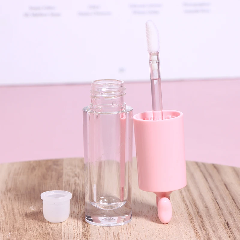 Niedliche kreative Bogenform-Lipgloss-Röhrchen, transparent, leer, DIY, zylindrische Lippenbalsam-Röhrchen, 2,5 ml, mit Zauberstab, nachfüllbare Lippenstift-Flasche