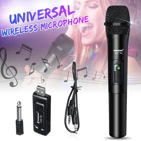 VHF USB 3.5mm 6.35mm Microphone sans fil mégaphone micro portable avec récepteur pour karaoké haut-parleur de parole chant
