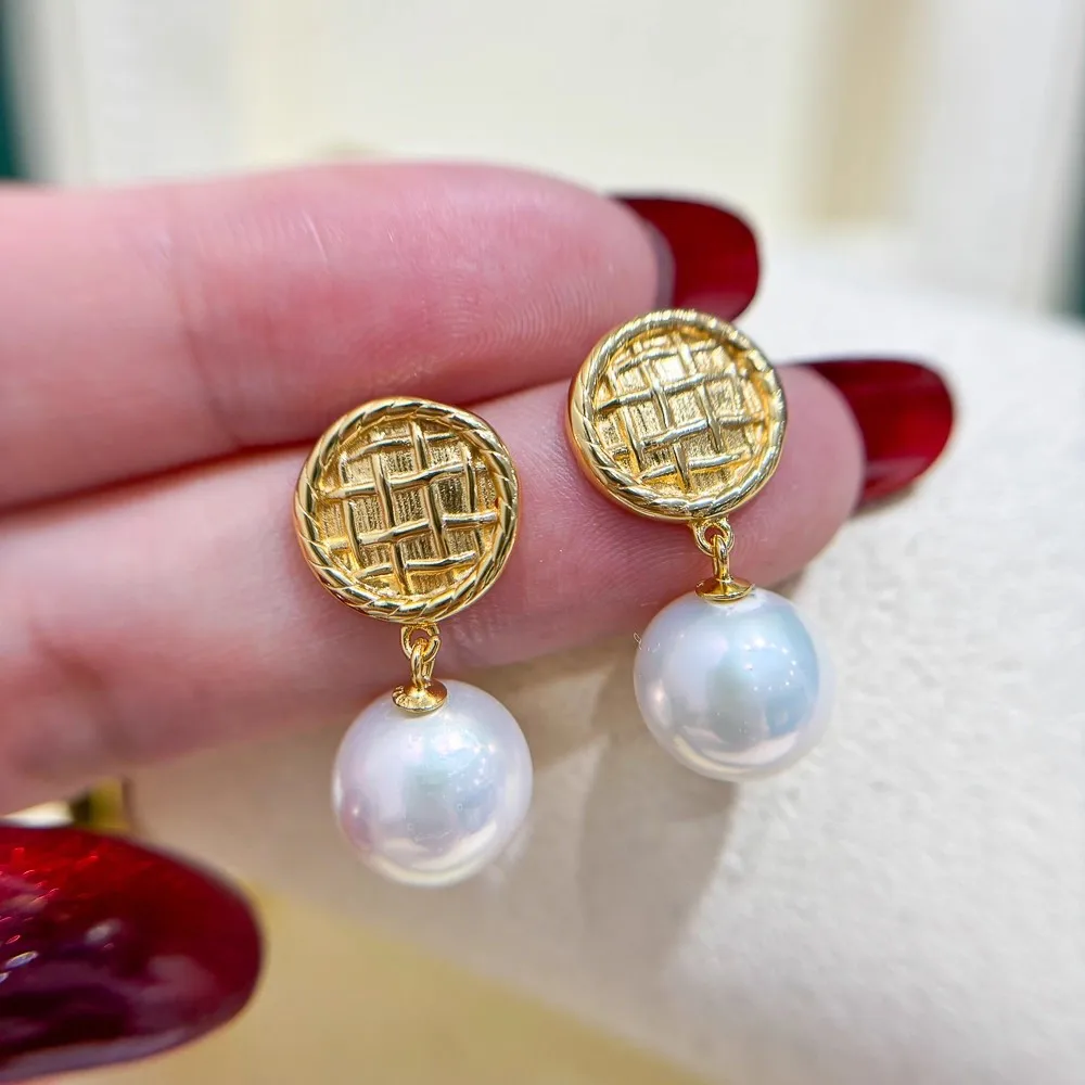 إبرة أقراط من الفضة الإسترليني S925. إعدادات حلق اللؤلؤ المطلي بالذهب والنحاس DIY لصنع المجوهرات للإكسسوارات المصنوعة يدويًا #1