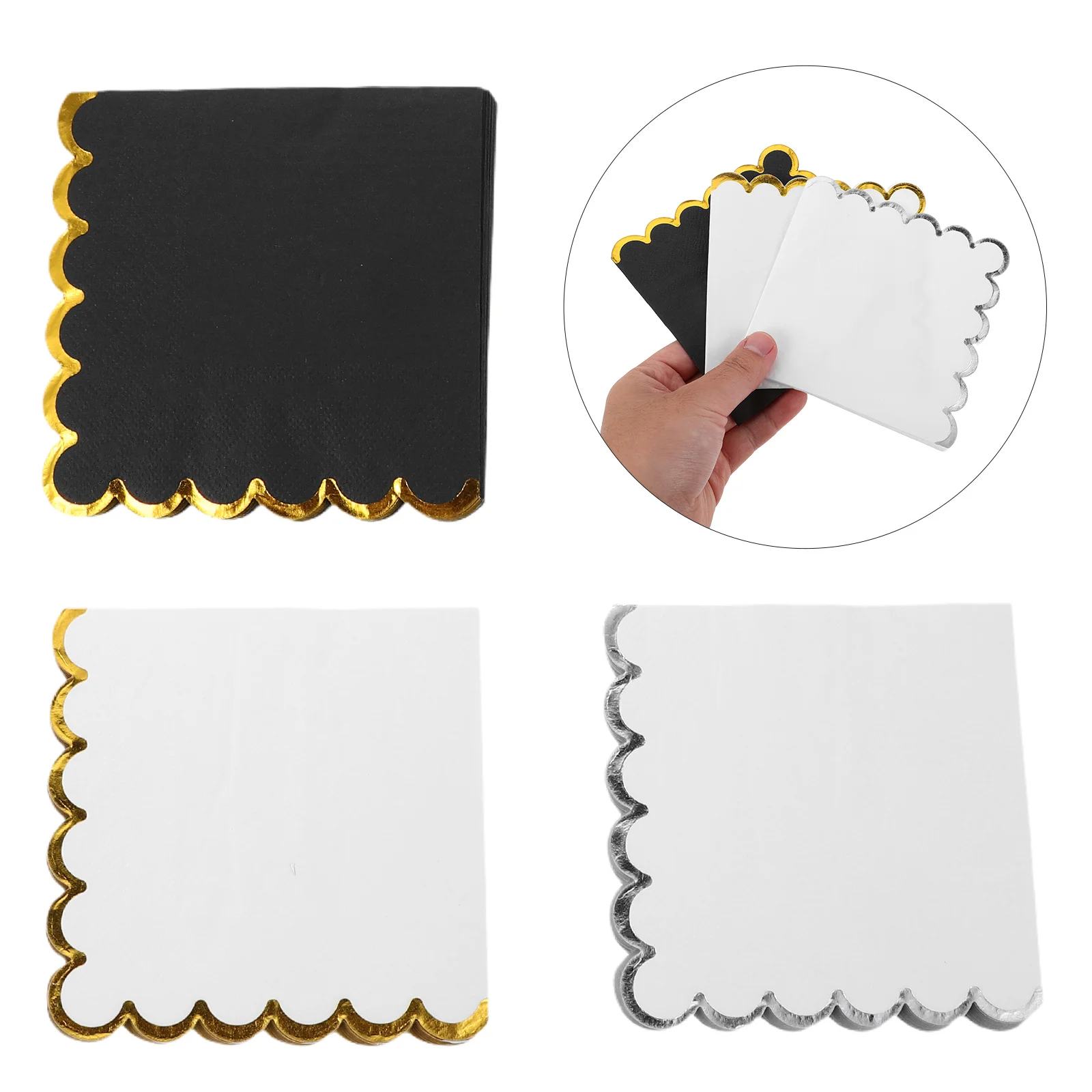 

60 Pcs Party Napkins for Barbecue Beverage Hand Towel Grace Black Wedding Virgin Wood Pulp Decorative Paper