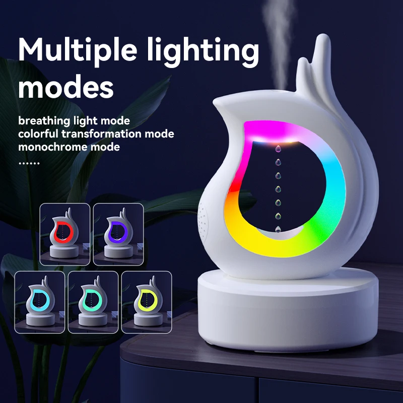 2024 New Finger Anti-gravity Water Drop Humidifier Colorful Night Light Bluetooth Function Desktop Charging Decoration Light