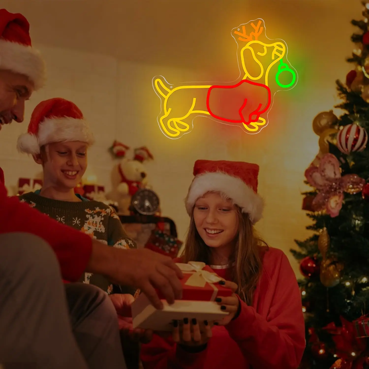 Luz de neón de perro salchicha para decoración de pared, dormitorio de Navidad, señal Led regulable para perro, letrero iluminado para decoración del hogar y la habitación