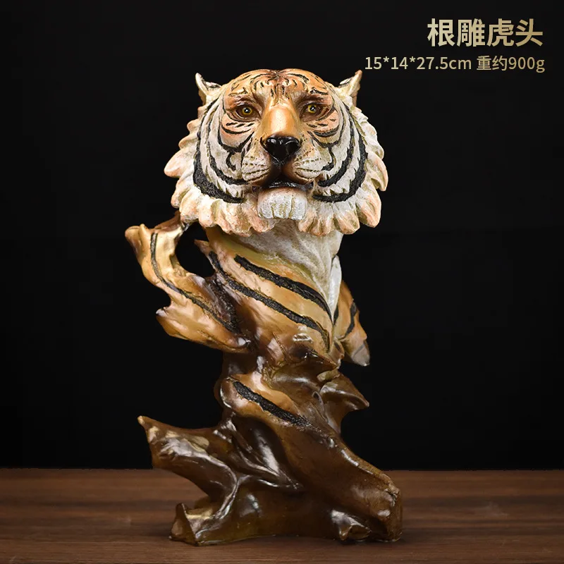 

tiger head Statues Sculptures Animals Figurines Ornaments Resin Craft Feng Shui Home Office Decoration Desktop decorations