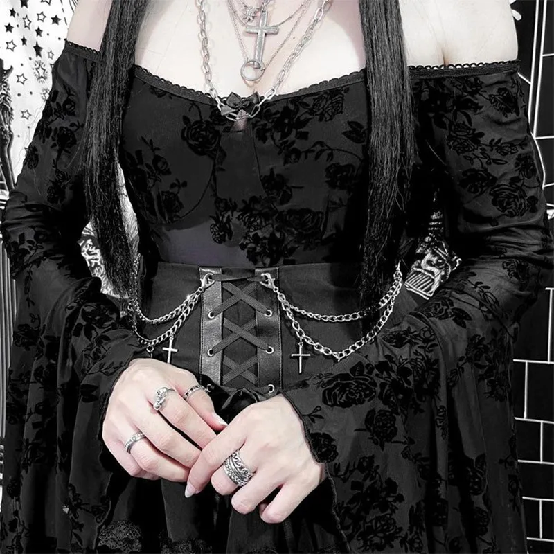 

Punk Style Short Skirt for Women Lace Sexy Girl Skirt Female Fashion Autumn Season Color Patchwork Other Material