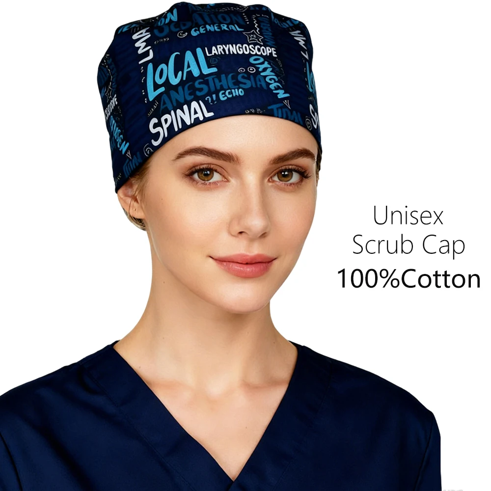 Topi Bedah Unisex untuk Ahli Anestesi, Topi Kerja Ruang Operasi Anestesi, Topi Scrub Medis Perawat, Grosir Topi Bedah Gigi
