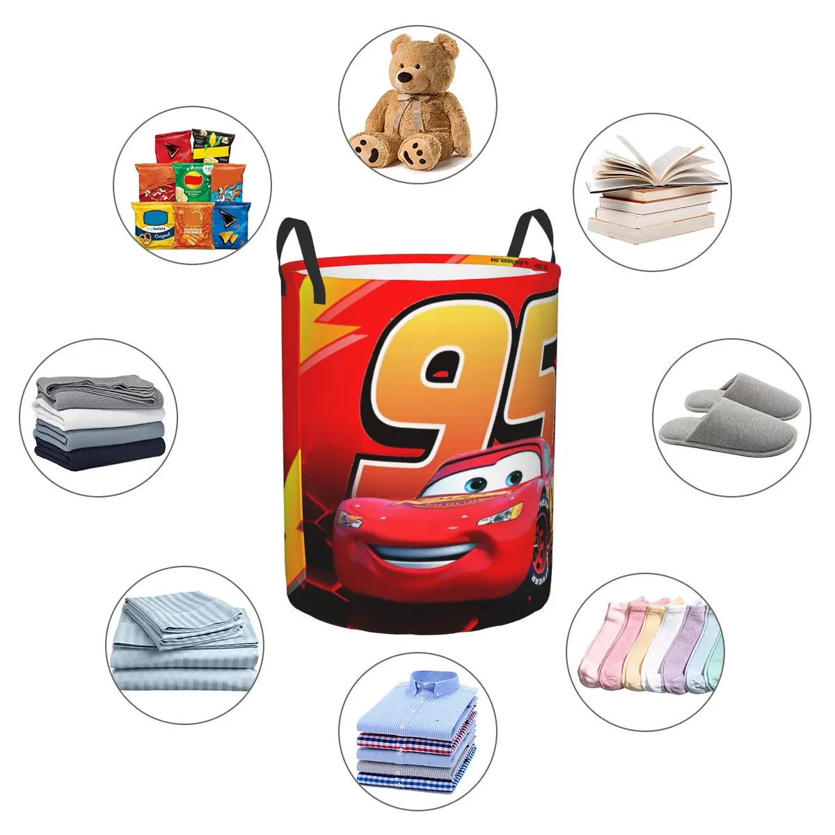 Sally I'm Lightning Cars Mcqueen Toys Bin Baskets Games Room Storage Basket for Toys