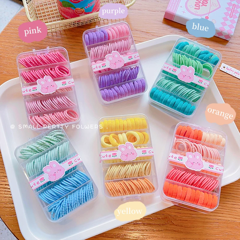 2024 New Baby Girls Soft Candy Colors Elastic Hair Bands Children Lovely Simple Scrunchies Rubber Bands Kids Hair Accessories