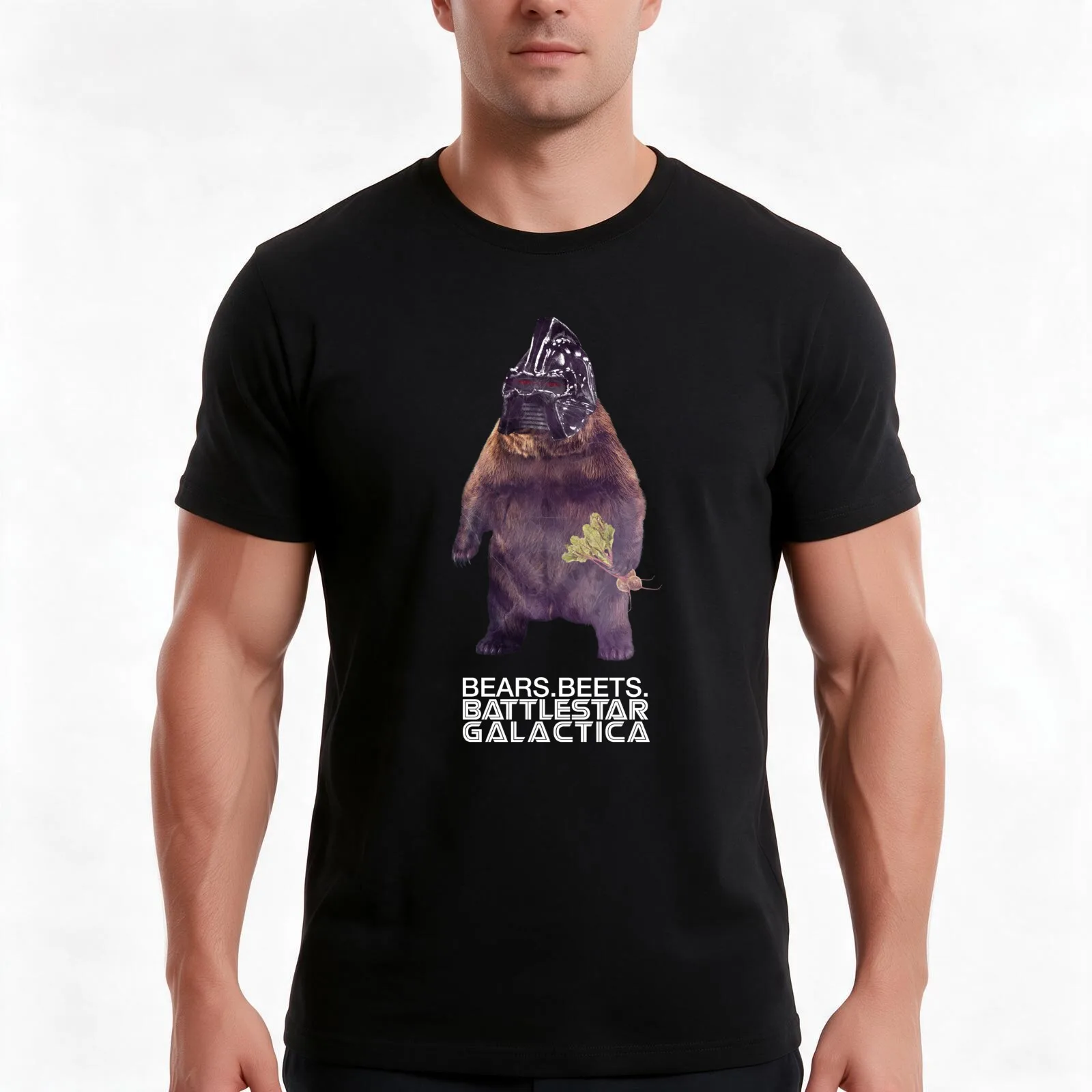 Bears Beets Battlestar Galactica T-Shirt, Summer Casual Cotton Tee, Oversized Streetwear Tops, Vintage Graphic Print