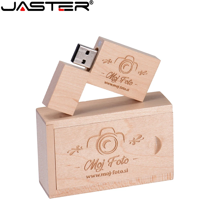 

JASTER Walnut wood USB Flash Drive Free Custom logo Pendrive 32GB Hi-Speed 64G Memory Stick U Disk Wedding gift External storage