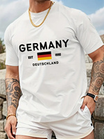 Patriotic German Flag Print 100% Cotton Trendy Men Woment T-shirt Summer Autumn Daily Outdoor Sports Casual Street Short-sleeve