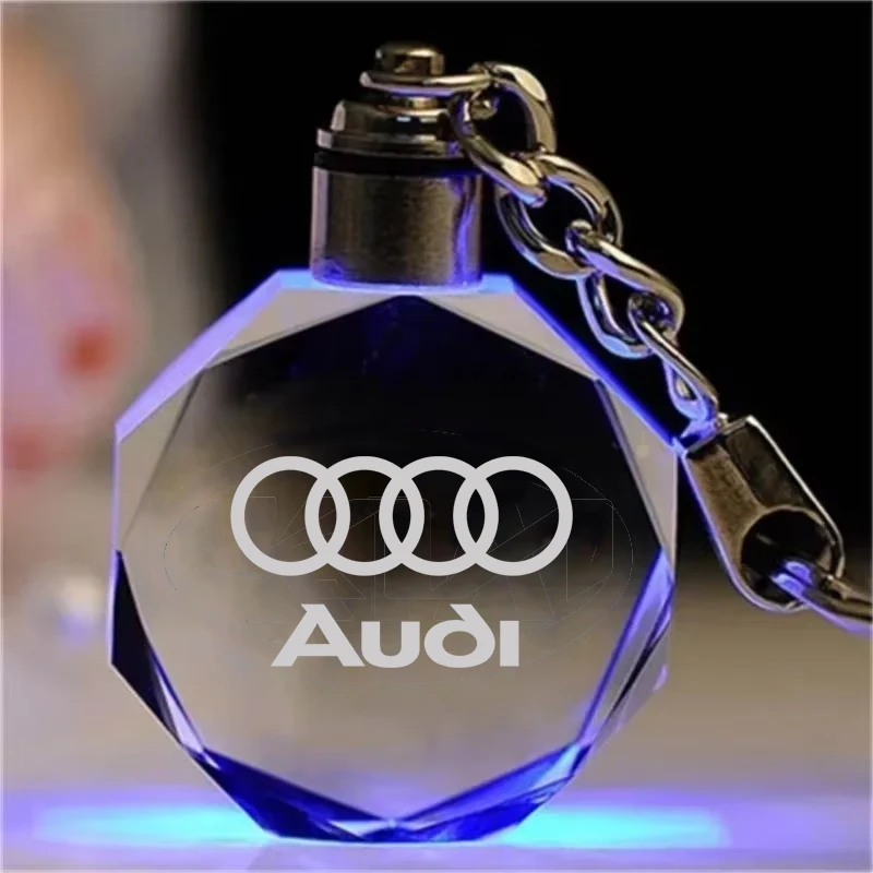 Car Keychian Crystal LED Key Rings Pendant Key Holder for Audi RS A4 B8 B6 B7 B9 A3 8P 8V 8L A6 C7 C6 C5 A5 S3 S4 S5 S6 S7 S8