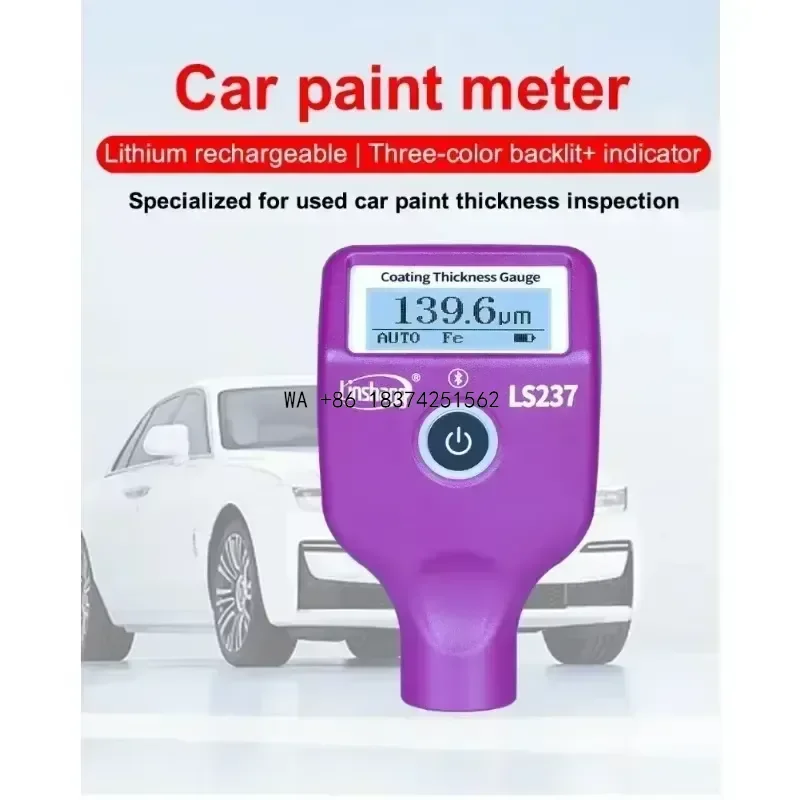 Wmwmnu for LS237 Car Paint Thickness Gauge Auto Coating Identify Ferrous Putty Three Color Rotatable Screen